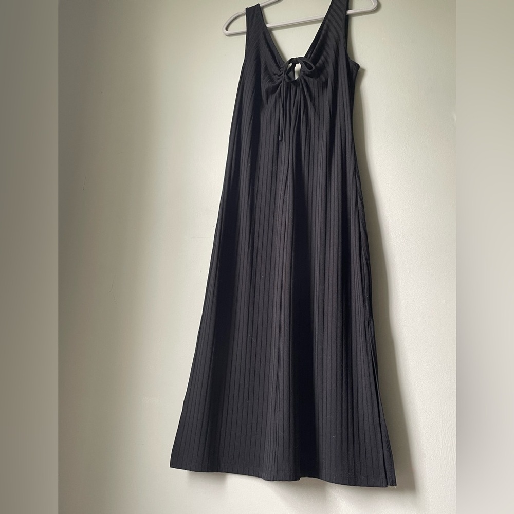 LOFT Black Maxi Dress with V-Back Tie